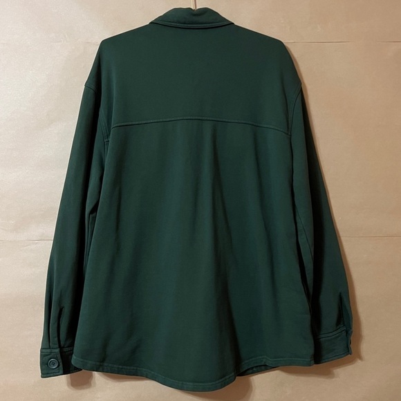 Good American Fleece Shacket Hunter Green Button Front Oversized Size L/XL (3/4) - Picture 10 of 14